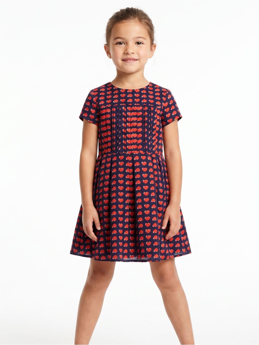 Little Marc Jacobs Girls' Navy Dress with Red Heart Print size 10